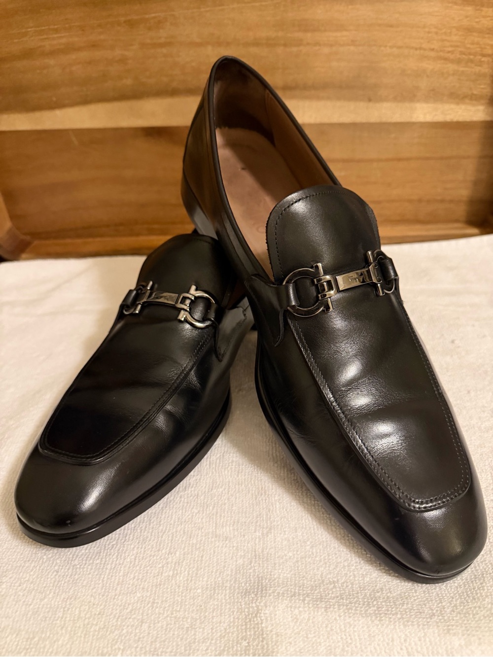 Salvatore Ferragamo Black Leather Horsebit Loafers